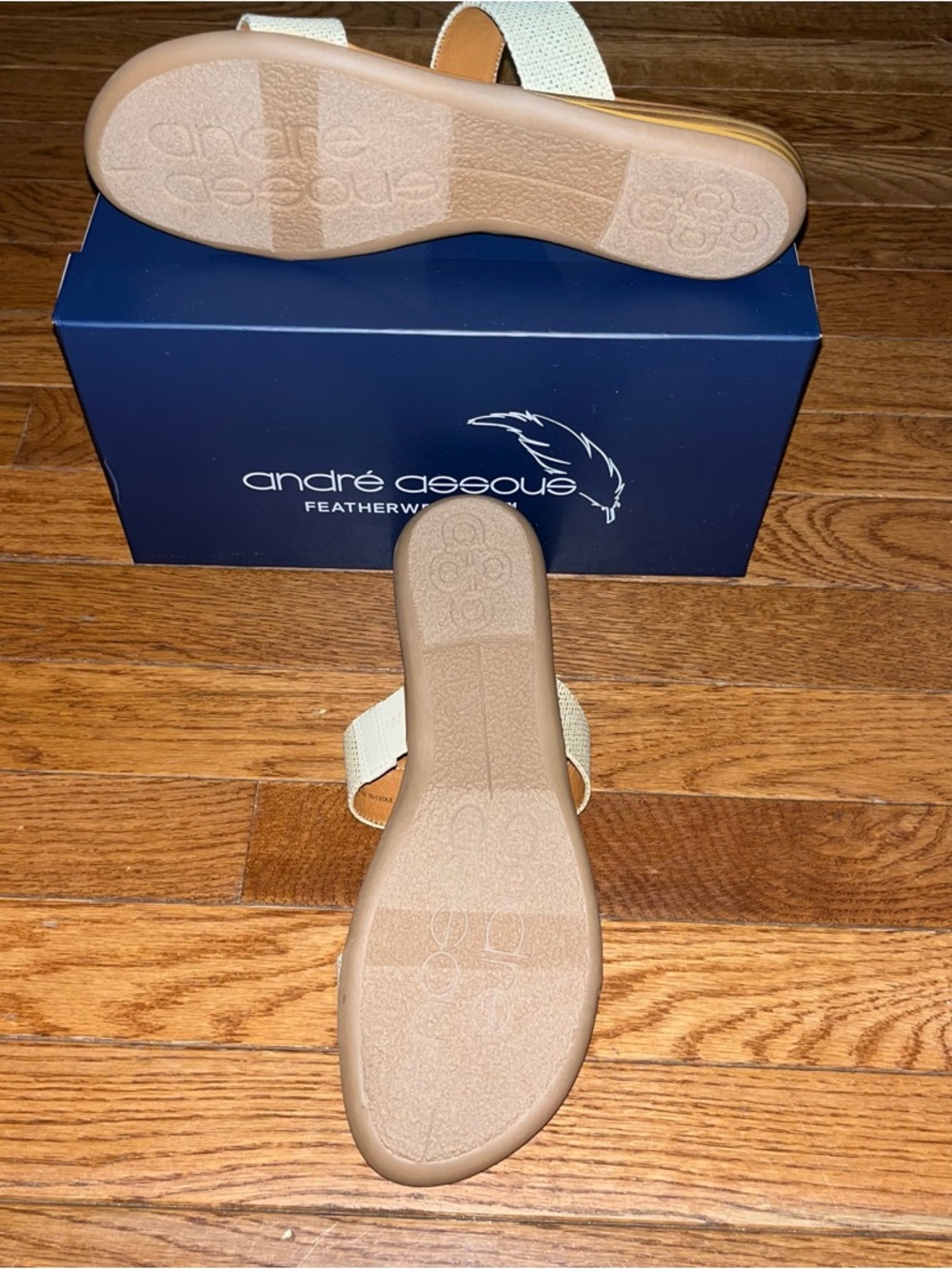 Andre Assous Nabila Flat Two‑Strap Slide Sandals Tan & Natural Women’s Size 10 - Picture 9 of 13